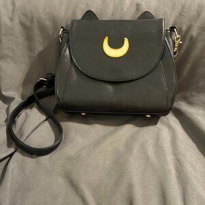 Sailor Moon Cat Purse Bag With Ears Luna Black Gold Crossbody Subtle Cosplay